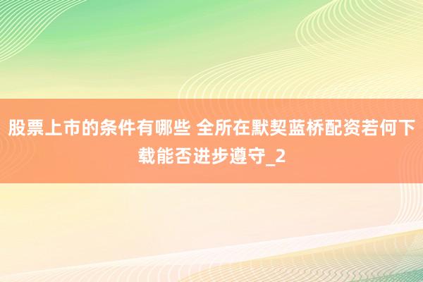 股票上市的条件有哪些 全所在默契蓝桥配资若何下载能否进步遵守_2