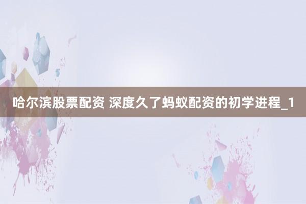 哈尔滨股票配资 深度久了蚂蚁配资的初学进程_1